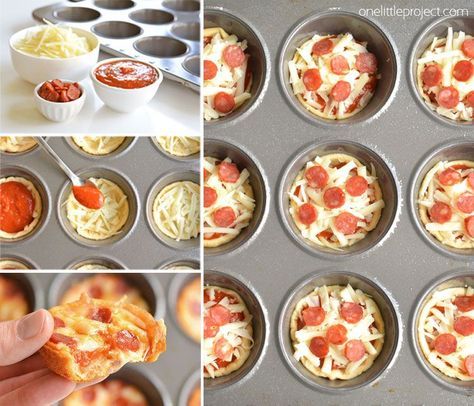 These deep dish mini pizzas are so easy to make and they TASTE AMAZING!! They make a great lunch, dinner or you could even serve them as an appetizer! Party Snacks Easy, Appetizers Easy Finger Food, Finger Foods Easy, Party Finger Foods, Appetizer Snacks, Party Appetizers, Appiterzers For Party Easy, Finger Snacks, Deep Dish