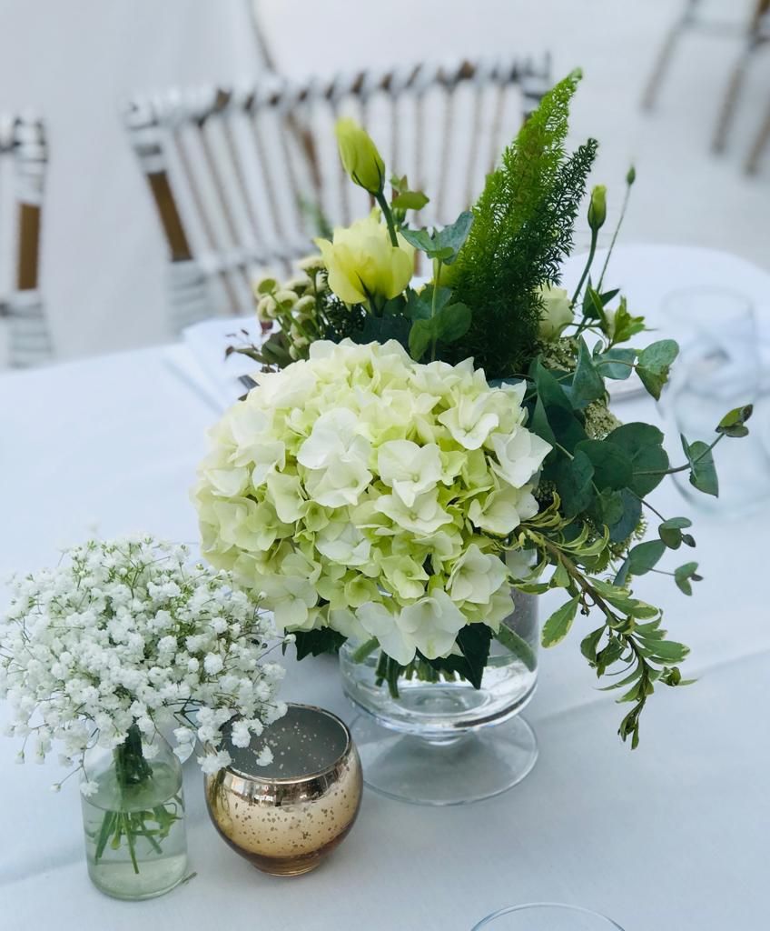 White Hydrangea wedding centerpieces