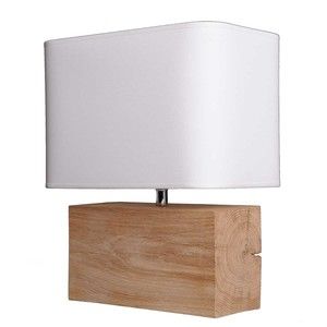 Lampe en chêne rectangle avec abat jour blanc hauteur 38cm Lampe en chêne rectangle avec abat jour blanc hauteur 38cm