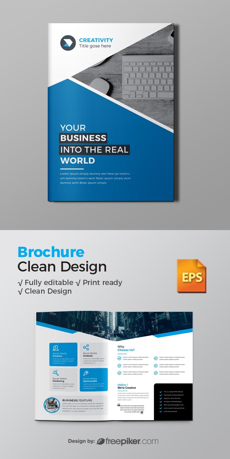 Corporate Bi-Fold Brochure Brochure Design Layouts, Corporate Brochure Design, Graphic Design Brochure, Bi Fold Brochure, Download Business Card, Business Flyer Templates, Brochure Template, Company Profile Template, Company Profile Design