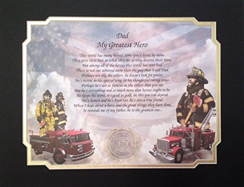 Father Dad "Greatest Hero" Personalized Fireman Firefighter Poem Gift Father Dad "Greatest Hero" Personalized Fireman Firefighter Poem Gift