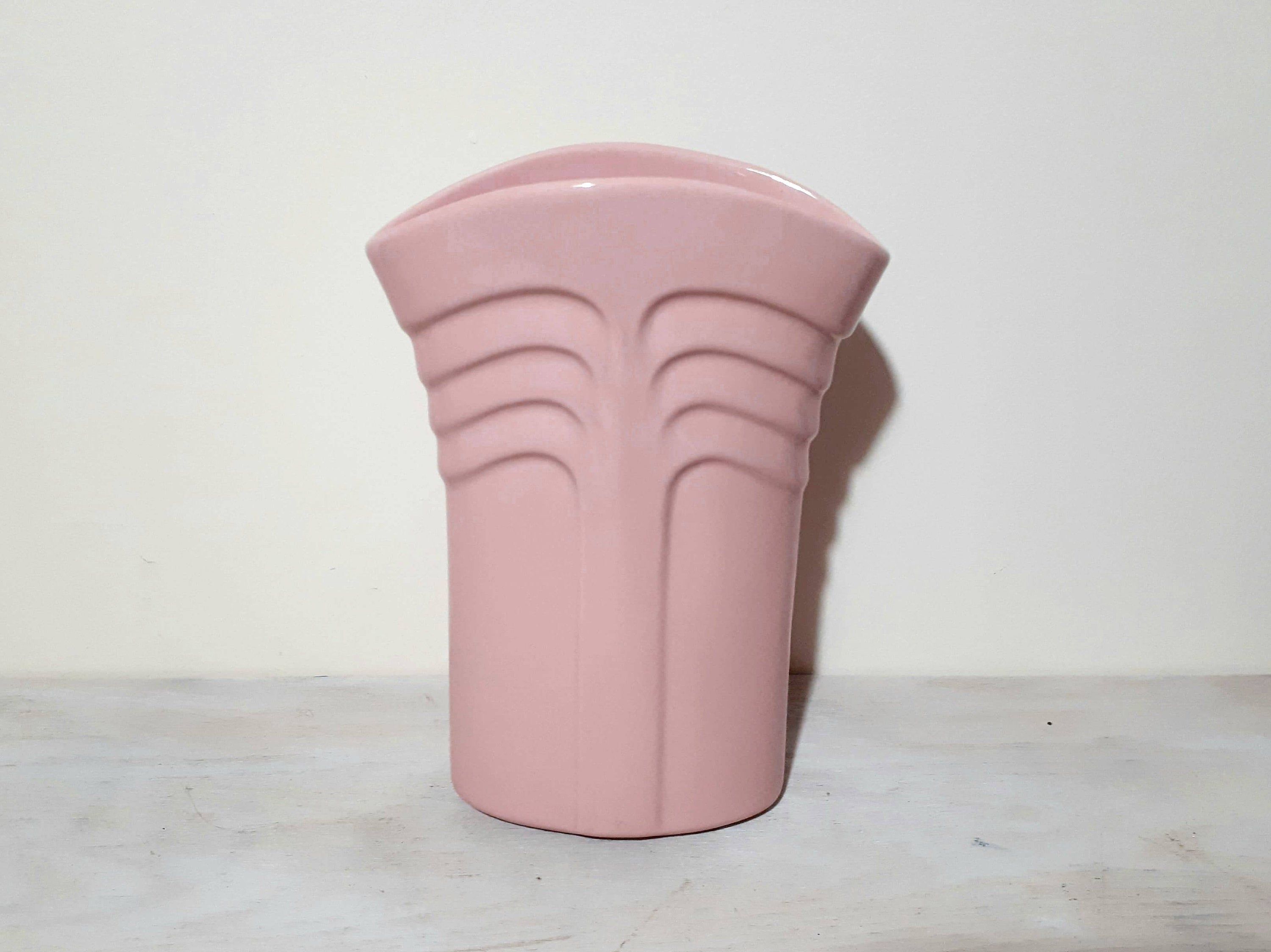 Pink and Black Ombre Beauceware Accordian Style Vase
