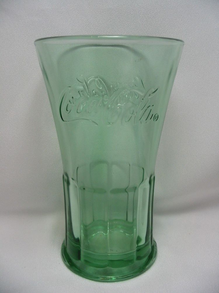 2 Vintage Coca Cola Drinking Glass Blue 16 oz