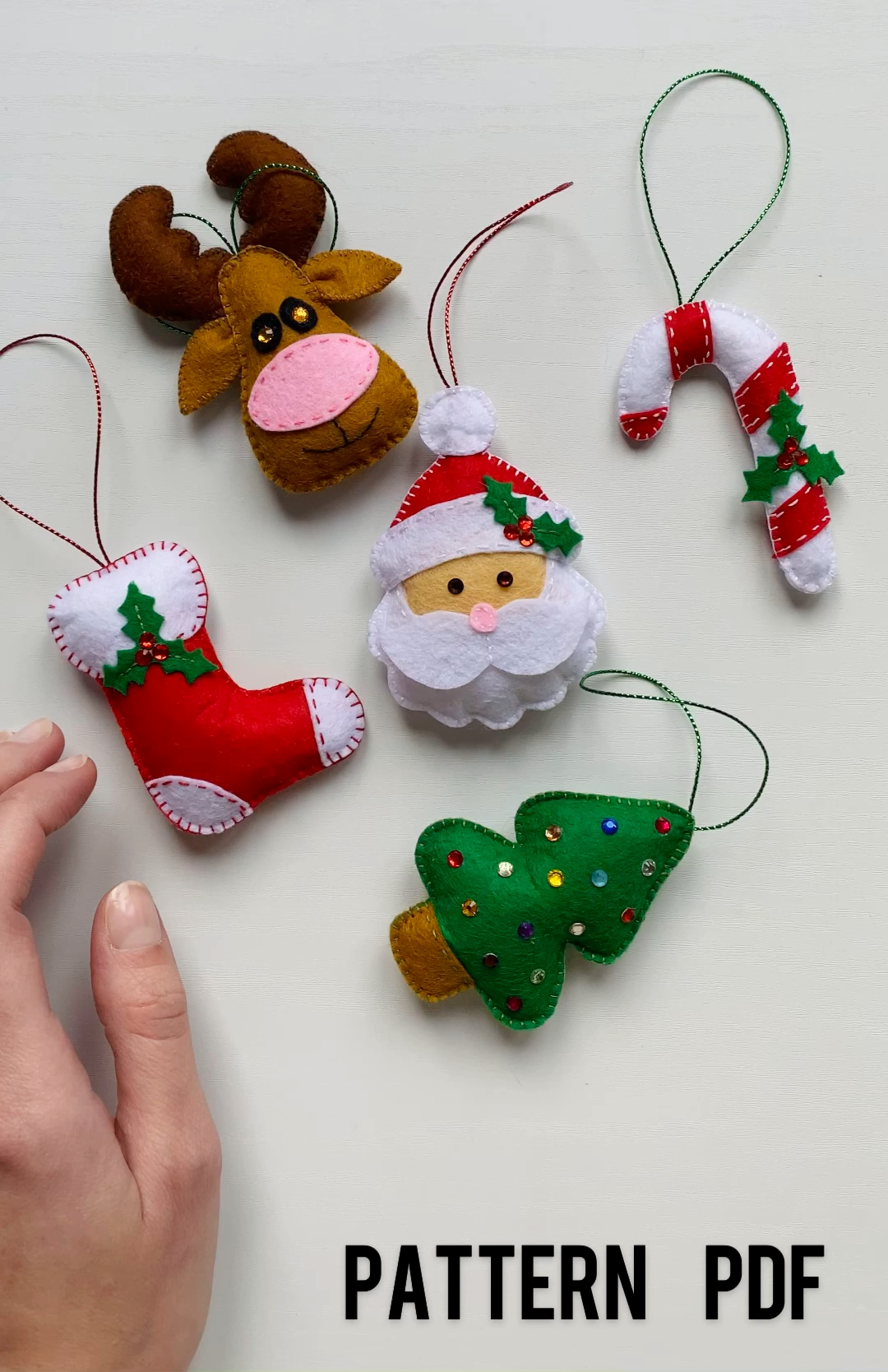 Christmas Garland Felt Pattern PDF, Felt Garland, Felt Ornaments, Felt Christmas Crafts, Handmade