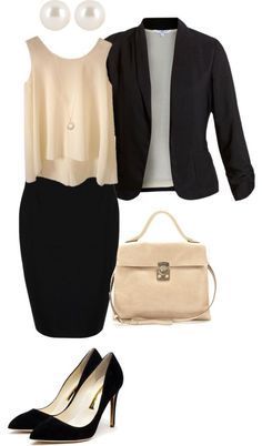 Tank Top, Pencil Skirt and Blazer. I really love this outfit. That blouse is so pretty. #businesscasualoutfitsforwomen
