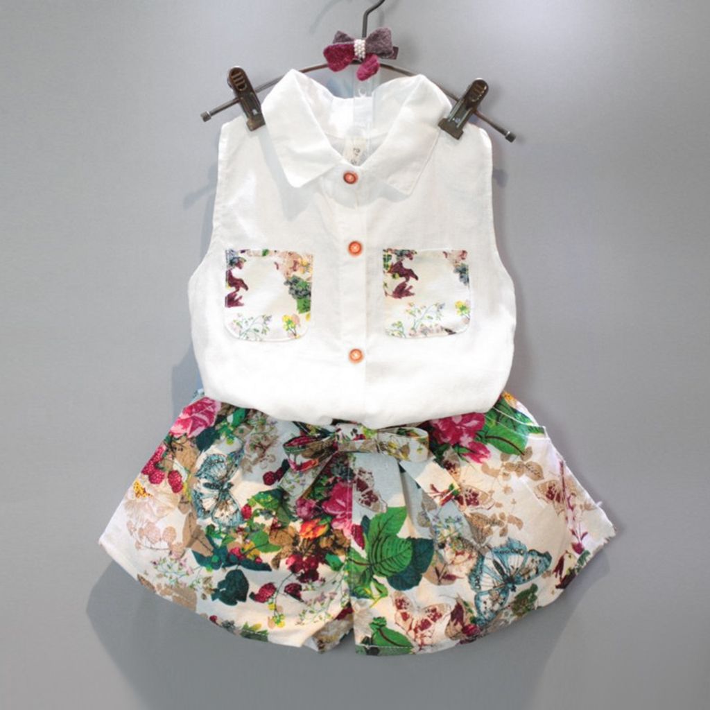 Children Baby Boys Girls Blouse Vest Kids Tops+Short Pant Outfits Clothes Set