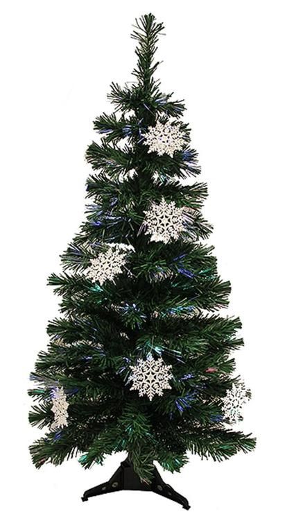 3 Pre Lit Fiber Optic Artificial Christmas Tree With White Snowflakes 3 Pre Lit Fiber Optic Artificial Christmas Tree With White Snowflakes