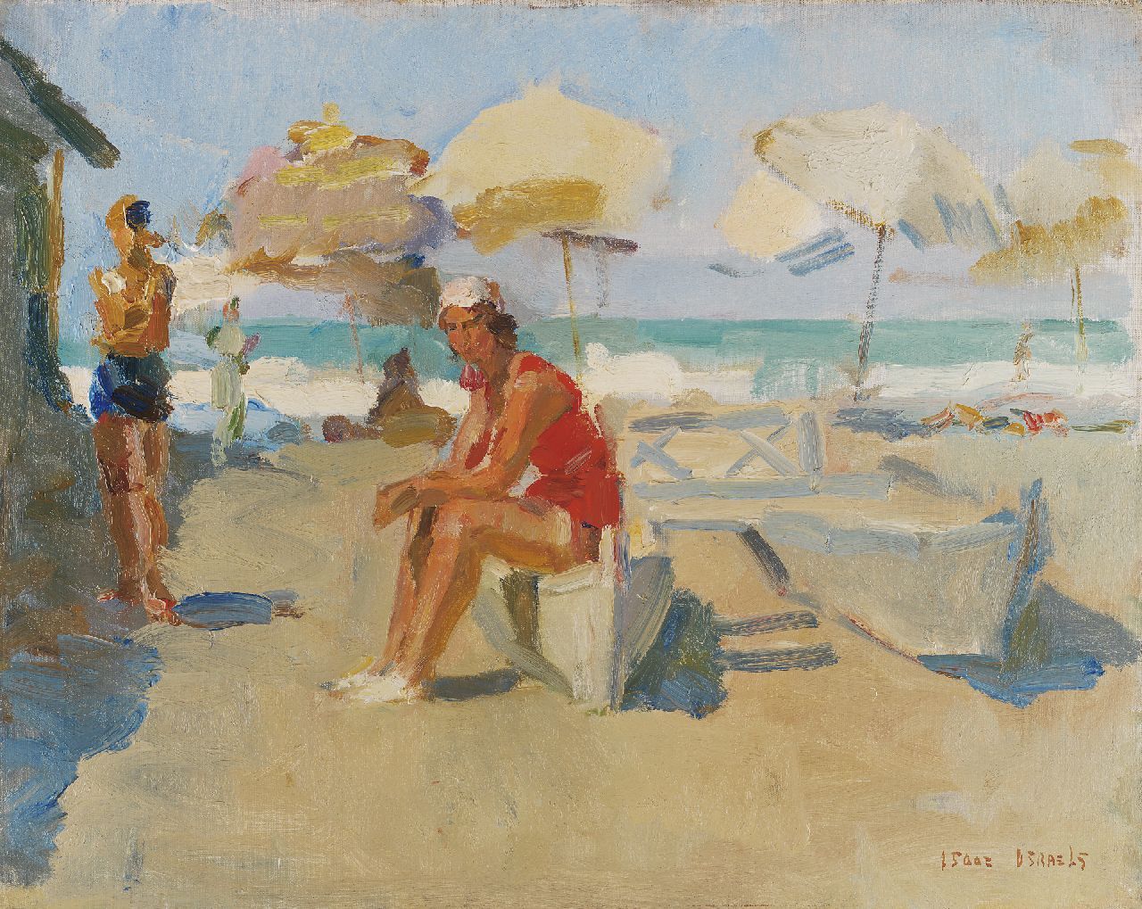 Isaac Israëls - Lidostrand med Parasols en Catamaran, 1927 | Siglo xix