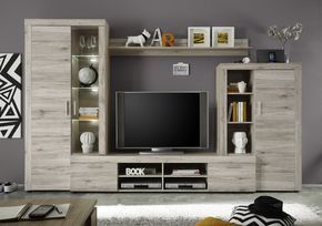 Soggiorno moderno iago, composizione mobile porta tv con led, parete ... Mobile parete tv