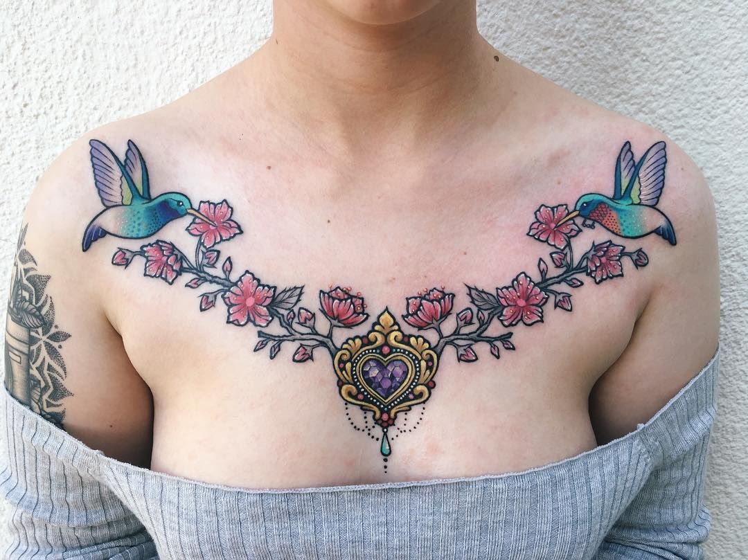 Loud Ink  Gorgeous chest tattoo by Niamh Magill Hummingbird is a rework of  an old tattoo  Facebook