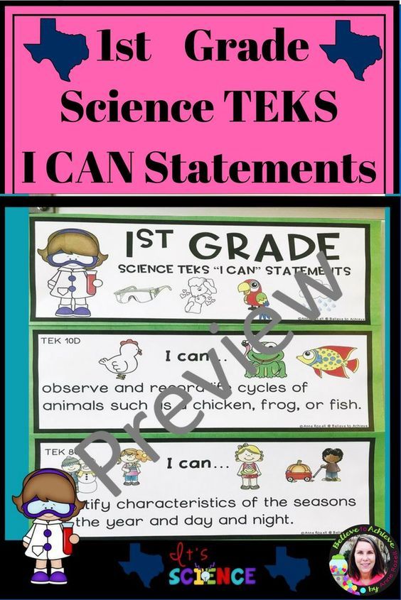 1st Grade Science TEKS I CAN Statements New Streamlined