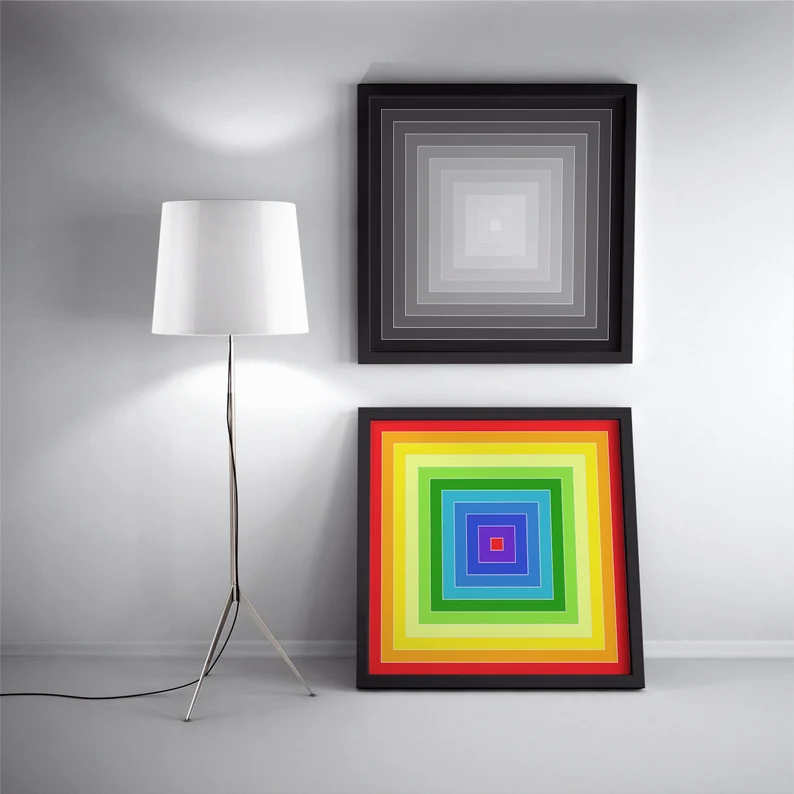 Rainbow Square Fine Art Print | Etsy New Zealand Large Prints, Fine Art Prints, Monochrome Prints, Corrugated Cardboard, Printable Artwork, Green Backgrounds, Free Paper, Giclee Print, Photo Printing