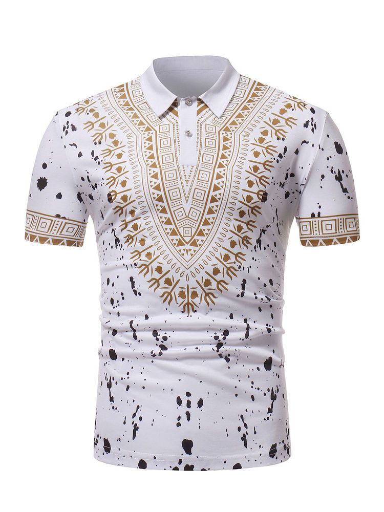 African Print Dashiki Polo Shirt Summer Short Sleeve Polo Shirt Men Casual styie