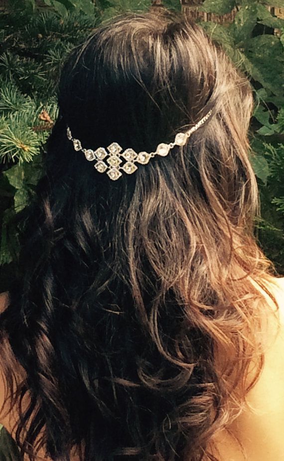 Hair Jewelry For Any Special occasion, This Hair Accessory Has A Silver Metal Base and Aurora Barelalis Crystals