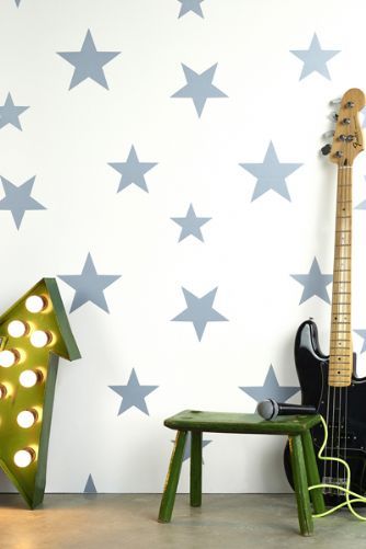 Children s Wallpaper Wish Upon A Star Blue White Kids Children s Wallpaper Wish Upon A Star Blue White Kids