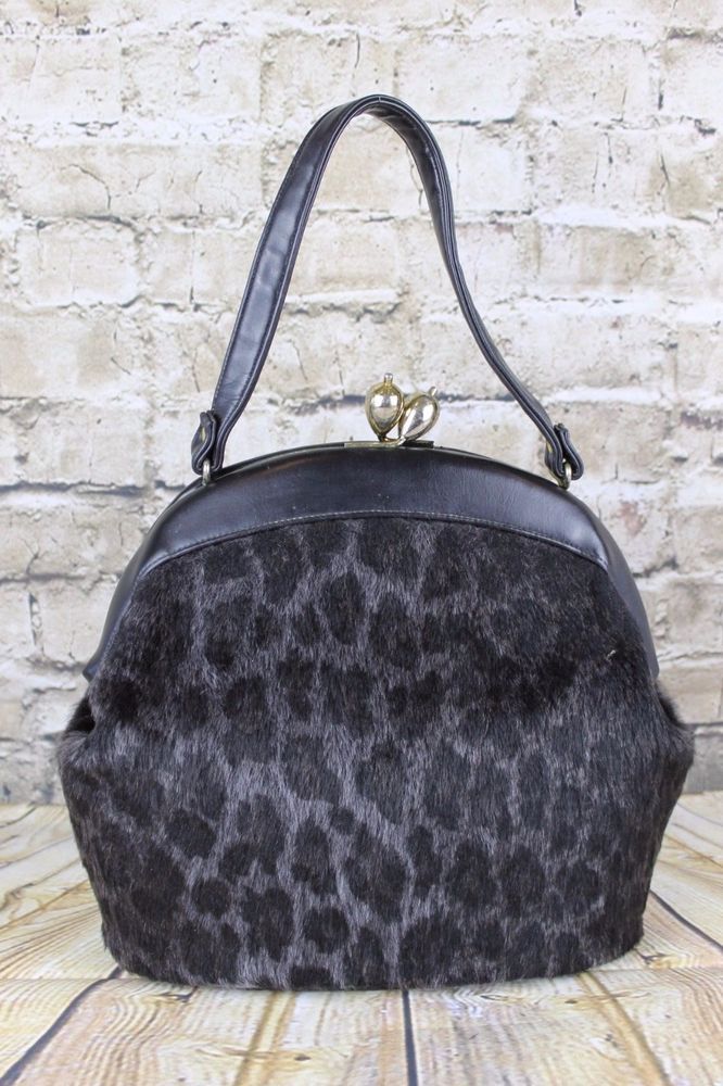 Vintage Ingber 1950s Xl Leopard Faux Fur Oversize Kiss Lock Clasp Vintage Ingber 1950s Xl Leopard Faux Fur Oversize Kiss Lock Clasp Handbag Bag Ebay