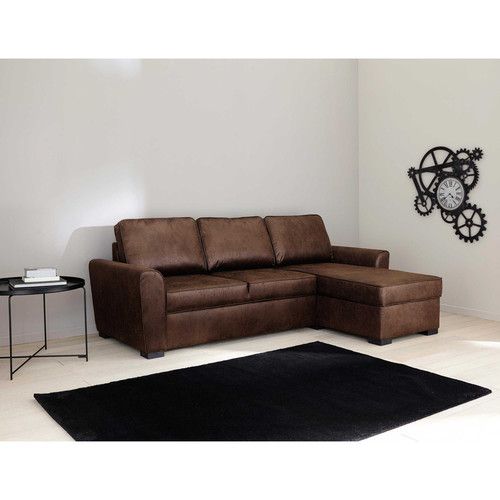 canape d angle convertible 3 4 places en suedine marron maisons du monde sofa esquinero sofas en esquina sofa
