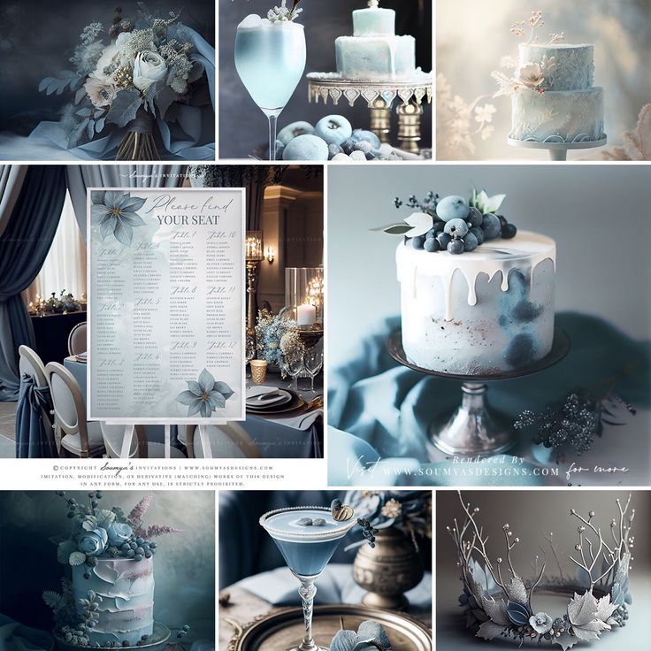 Dusty Blue Wedding Invitations, Bohemian Winter Wonderland Seating Chart, Winter Wonderland Theme, Ice Blue Frost Wedding Theme | Copyright © Soumya’s Designs | Check out the FULL BLOG POST for this theme! Visit www.soumyasdesigns.com #dustybluewedding #winterwedding #rusticwedding #rusticwinterwedding #winterforestwedding #winterwonderlandparty Winter Wonderland Wedding Theme, Winter Wedding, Floral Wedding, Rustic Wedding, Bohemian Winter, Dusty Blue Weddings, Blue Wedding Invitations, Winter Forest, Seating Charts