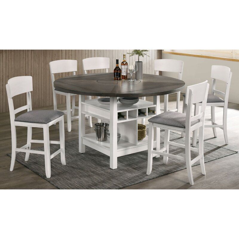 Gracie Oaks Conrado 7 Piece Counter Height Dining Set Wayfair In 2021 Dining Table In Kitchen Counter Height Dining Table Counter Height Kitchen Table
