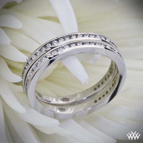18k White Gold Honey Channel Set Diamond Wedding Ring Diamond