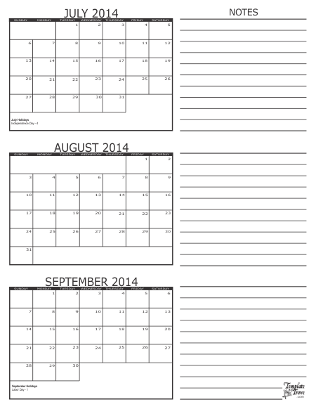 3 year monthly calendar