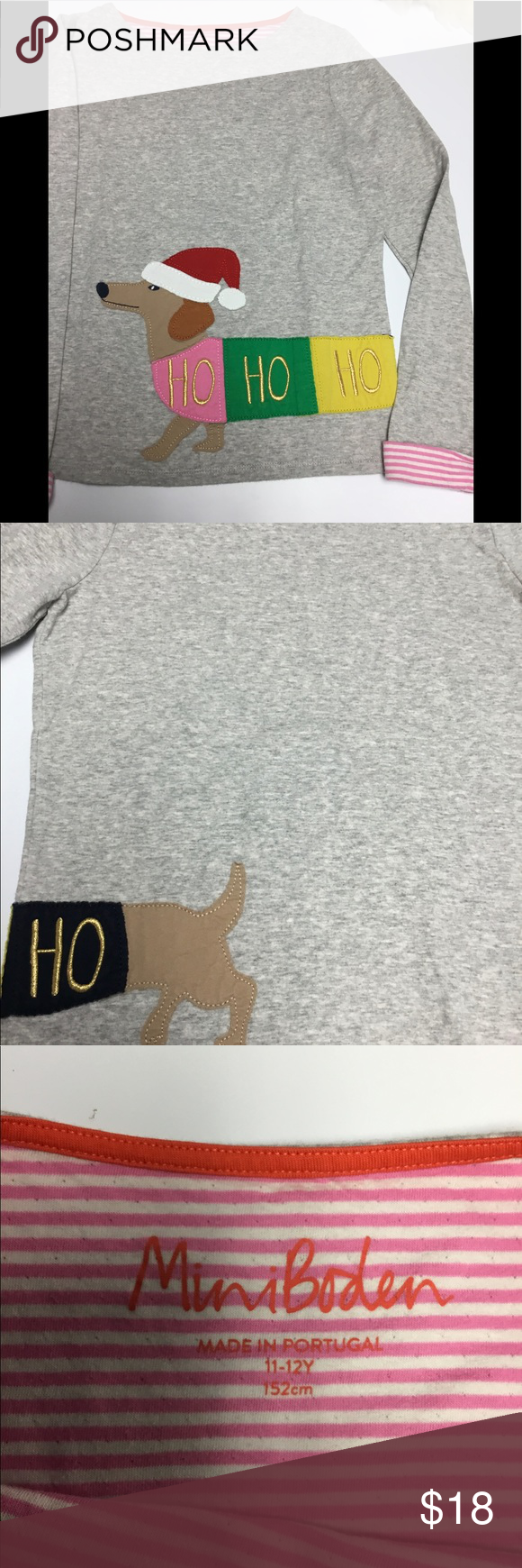 EUC MINI BODEN CHRISTMAS DACHSHUND TOP SZ 11-12 EUC MINI BODEN CHRISTMAS DACHSHU...
