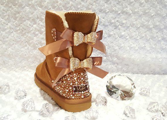 Bling Ugg Bailey Bow, Women's Custom Chestnut Ugg Boots Bling Ugg Bailey Bow, Women's Custom Chestnut Ugg Boots
