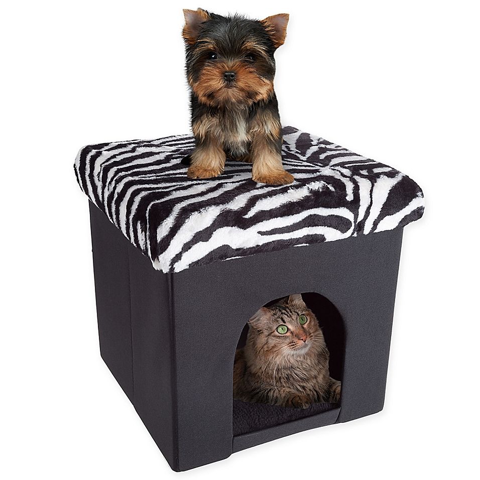 Petmaker House Ottoman Pet Cube In Zebra Dog Beds For Small Dogs