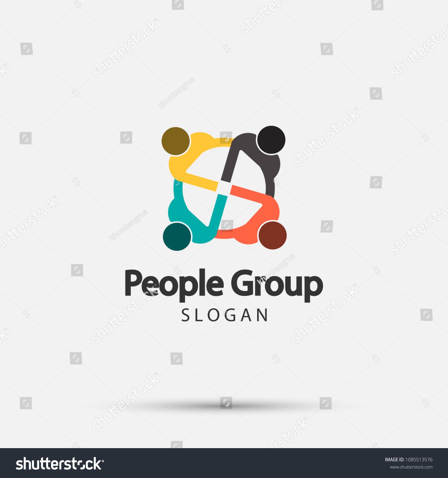 Group Four People Logo Handshake In A Circle Teamwork Icon Vector
