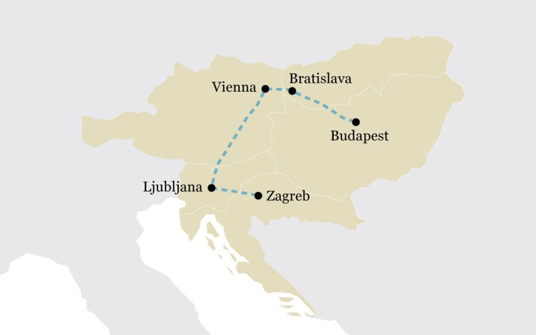One-week Eastern Europe by train itinerary – On the Luce travel blog Train Route Map, Schönbrunn Palace, Julian Alps, Castle Tower, Lake Bled, Train Journey, Bratislava, Zagreb, Boat Trips