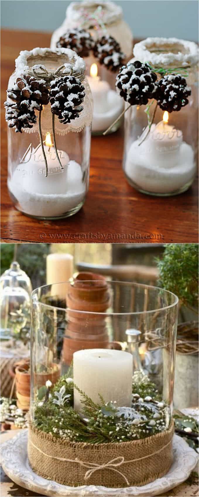 27 gorgeous & easy DIY Thanksgiving and Christmas table decorations & centerpieces! Most can be made in less than 20 minutes, from things you already have! - A Piece of Rainbow #DIYDecor #holiday #diy #christmas #christmasdecor #christmasideas #thanksgiving #homedecor #homedecorideas #crafts #crafting #craftsforkids #farmhouse #vintage #farmhousestyle #farmhousedecor #rusticdecor #partyideas #centerpiece #tabledecor Gorgeous Christmas, Noel Christmas, Rustic Christmas, Winter Christmas, Christmas Decor Diy, Christmas Party, Christmas Ideas, Simple Christmas, Winter Diy