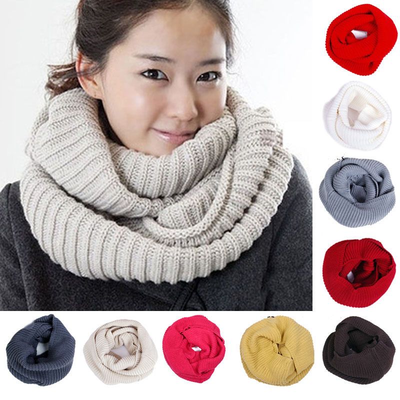 Sale Women Winter Warm Infinity 2Circle Cable Knit Cowl Neck Long Scarf Shawl Sale Women Winter Warm Infinity 2Circle Cable Knit Cowl Neck Long Scarf Shawl
