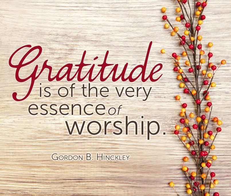“Gratitude is of the very essence of worship. … When you walk with