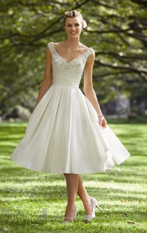 claudina - vestido de novia corto, longitud hasta de bajo de la