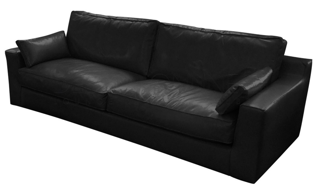 24Designs Bank Napels 4-zits - L262 x B90 x H105 cm - Stonewash leer - Zwart | Bank, Zitkussens, Traagschuim