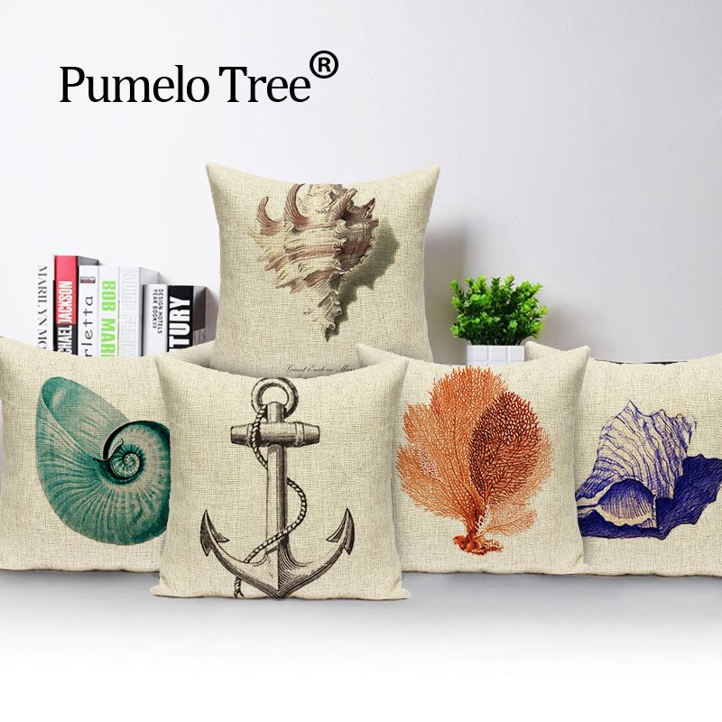 Us 3 09 38 Off Ocean Cushion Cover Car Seat Cover Decorative Cotton Home Colorful New Square Soft Cushion Starfish Shell Fresh Suit Almohada Cover Decoratio Cheap Cushion Covers Sea Decor Cushion Cover