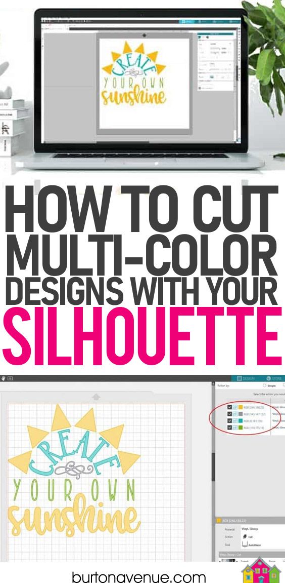 If you have ever wanted to cut a multi-colored design in Silhouette Studio, but have no idea where to start, you’ve come to the right place! Multi-color designs are super cute and lots of fun to make. Today, I’m going to walk you step by step through the process of setting up your multi-color design to cut with your Silhouette. Plotter Silhouette Cameo, Silhouette Curio, Silhouette Cameo Tutorials, Silhouette Cutter, Silhouette Cameo Machine, Silhouette Portrait, Silhouette Crafts, Silhouette Files, Silhouette Projects Beginner