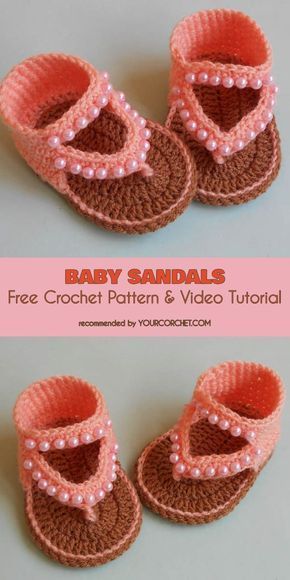 Baby Sandals Free Crochet Pattern and Video Tutorial #crochet4baby #freecrochetpatterns #crochetsandals #summerstyle Crochet Sandals, Crochet Shoes, Crochet Slippers, Booties Crochet, Crochet Amigurumi, Ravelry Crochet, Girl Slippers, Crochet Baby Sandals Pattern, Crocheted Baby Sandals