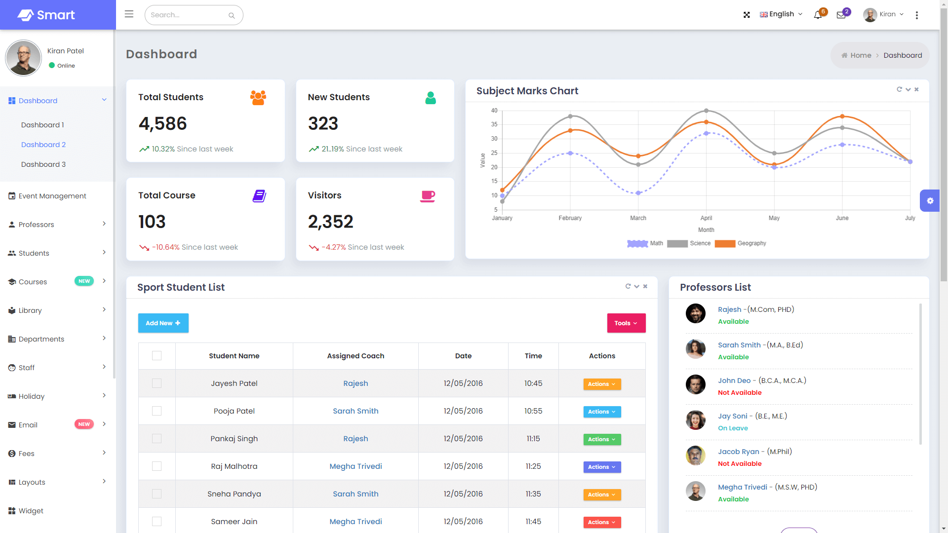 Smart - Bootstrap 5 Material Design Admin Dashboard Template for University, School & Colleges