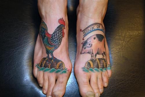 pig chicken i like the barrels sink or swim tattoo