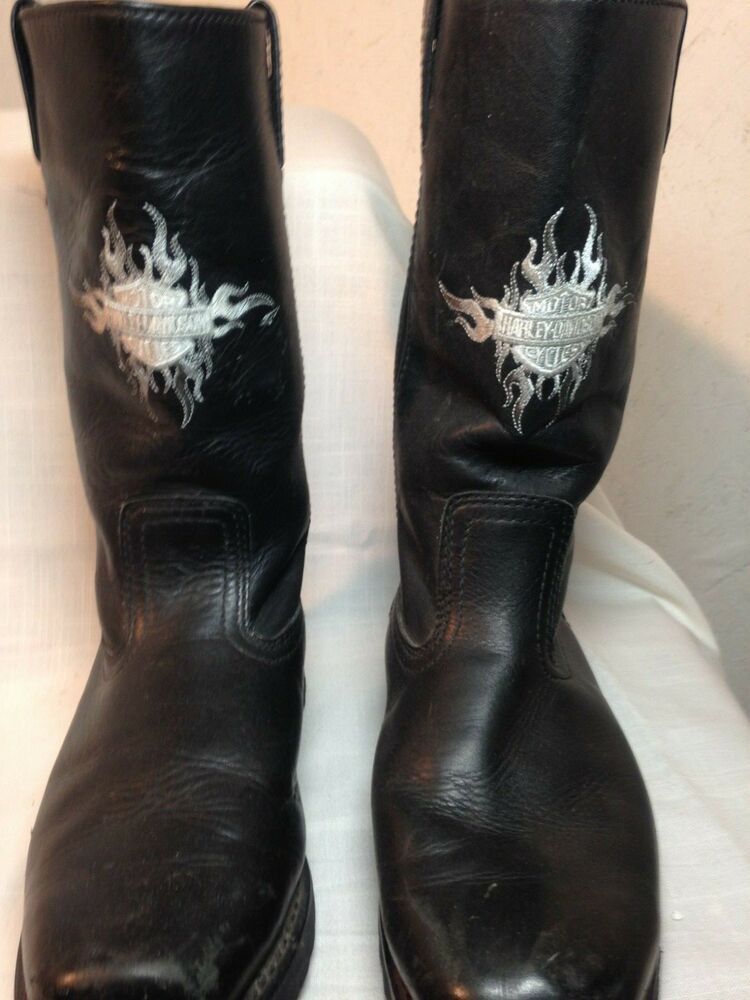 Vintage Black Leather Harley Davidson Cowboy Boots For Women Size 8 5m Boots Womens Boots Baby Boots