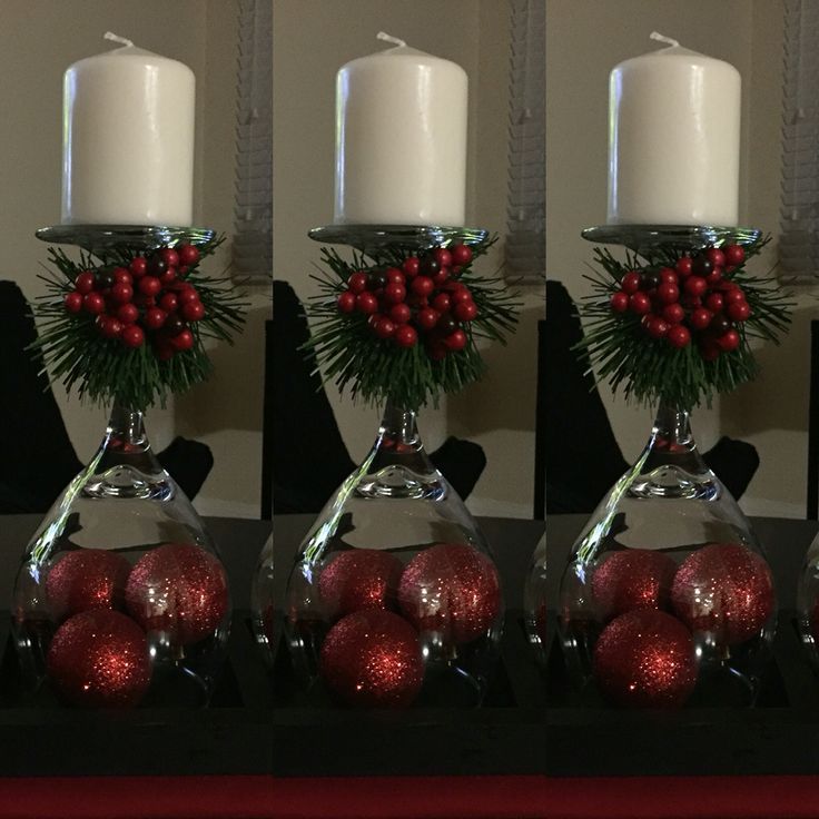 Geschenk Hochzeit - Wine Glass Christmas Centerpiece #centredetablenoelbois
