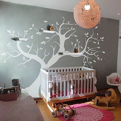 Mairgwall Nursery Wall Sticker Mural Removable Leaves Trunk Branch Wall Decal Art Vinyl Photo Frame Tree Nursery Wall Stickers Sticker Decor Vinyl Wall Decals