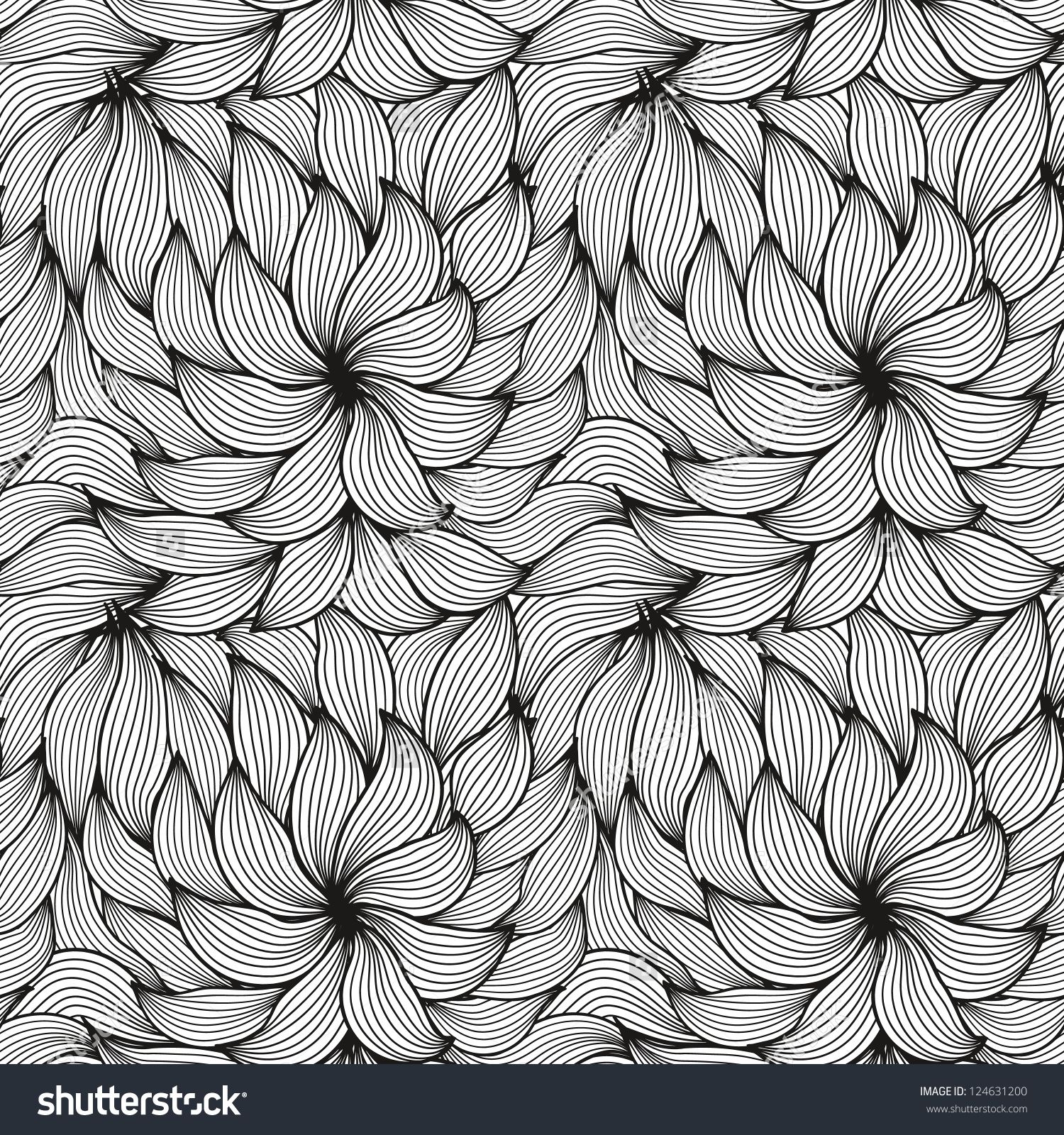 Seamless Pattern Of Curls Banco de ilustração vetorial 124631200 : Shutterstock Sharpie Drawings, Zentangle Drawings, Doodle Drawings, Line Art Drawings, Zentangles, Mandala Art Lesson, Mandala Artwork, Mandala Drawing, Flower Drawing