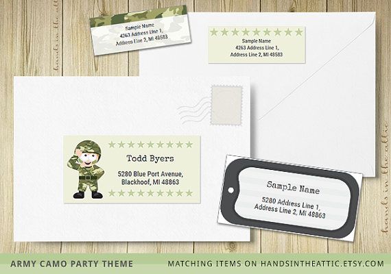 Editable labels army theme printable template military dog tag - Sample Return Address Label