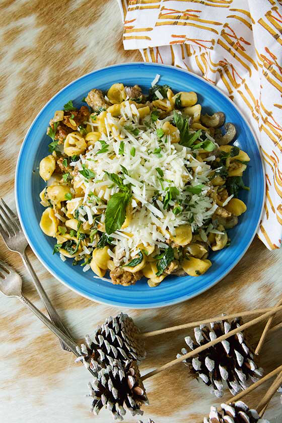 Recipe: Orecchiette with Sausage, Mushrooms & Spinach ...