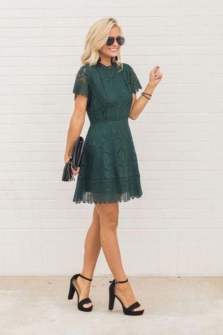 Sunday Service Fall wedding guest dress, Green lace dresses, Guest