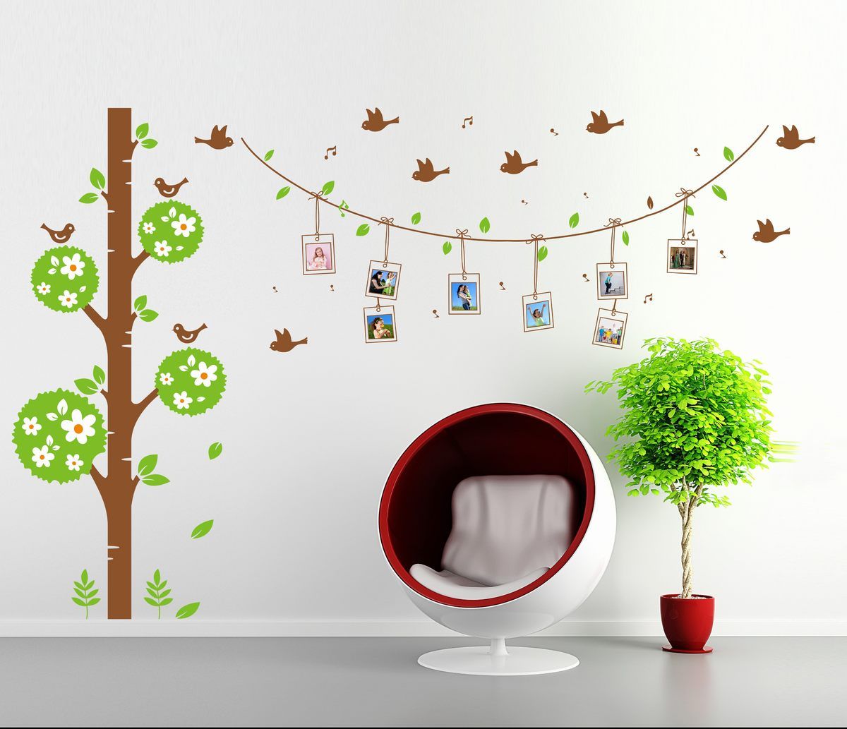 Photo Frame Flower Birds Removable Wall Stickers Vinyl Art Decal Room Home