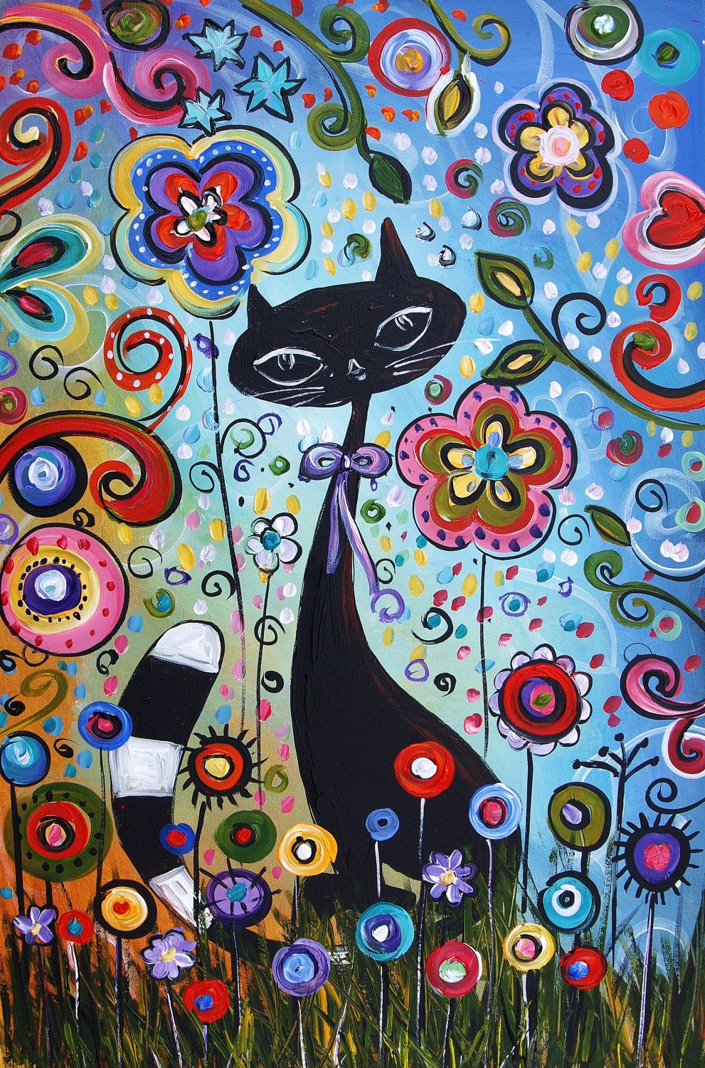 Goebel Rosina Wachtmeister "Together" Framed Cat Glass Matted Picture Goebel Rosina Wachtmeister "Together" Framed Cat Glass Matted Picture
