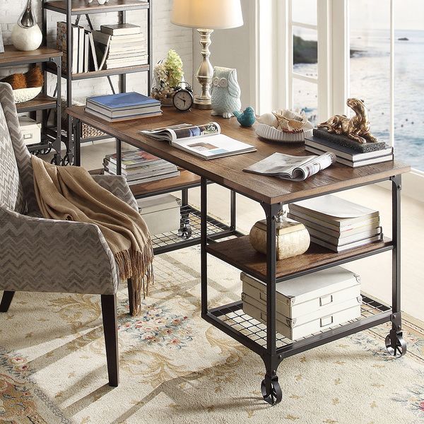 Nelson Industrial Modern Rustic Storage Desk By Inspire Q Classic